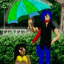 Sayuri and Riley in the rain