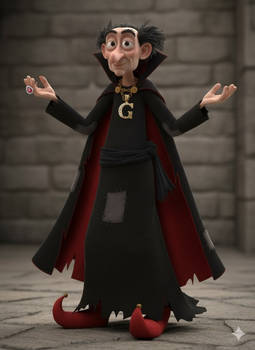 Tsar the sorcerer Gargamel in festive attire