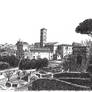 View over the Forum towards the Colosseum.