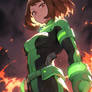 Ochaco with Deku's Suit