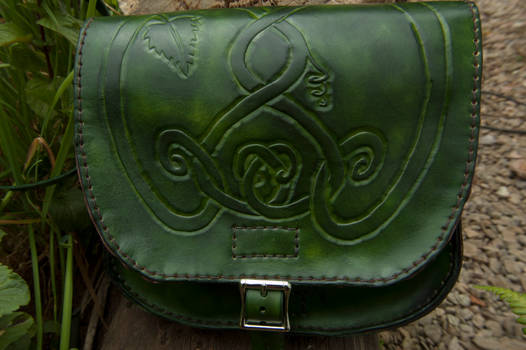 hand made green leather bag