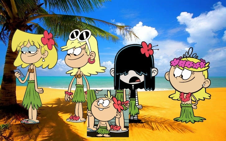 Lori, Leni, Lucy, Lola, + Lily in Hawaii by FieryUnikitty on DeviantArt