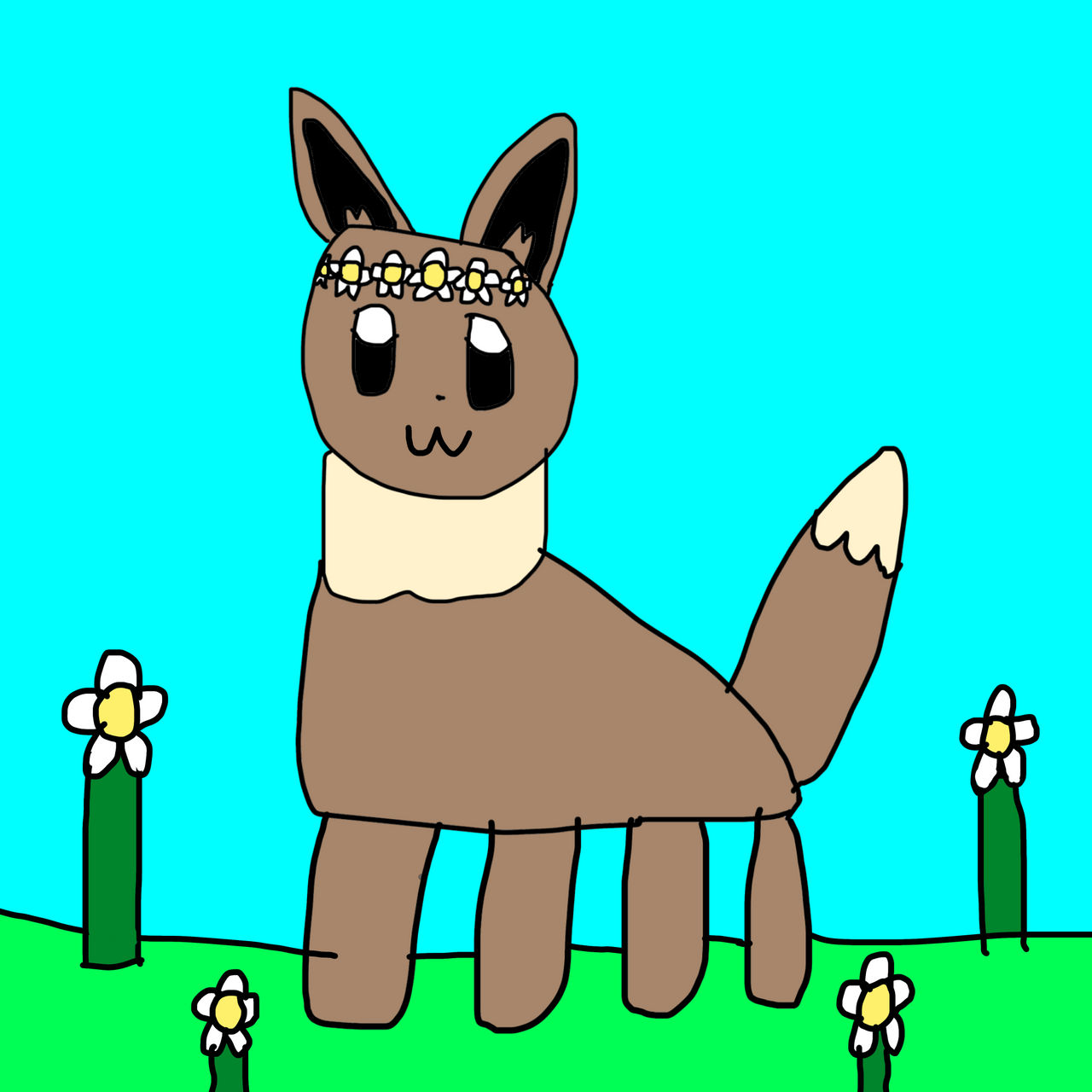 Eevee wears a flower crown