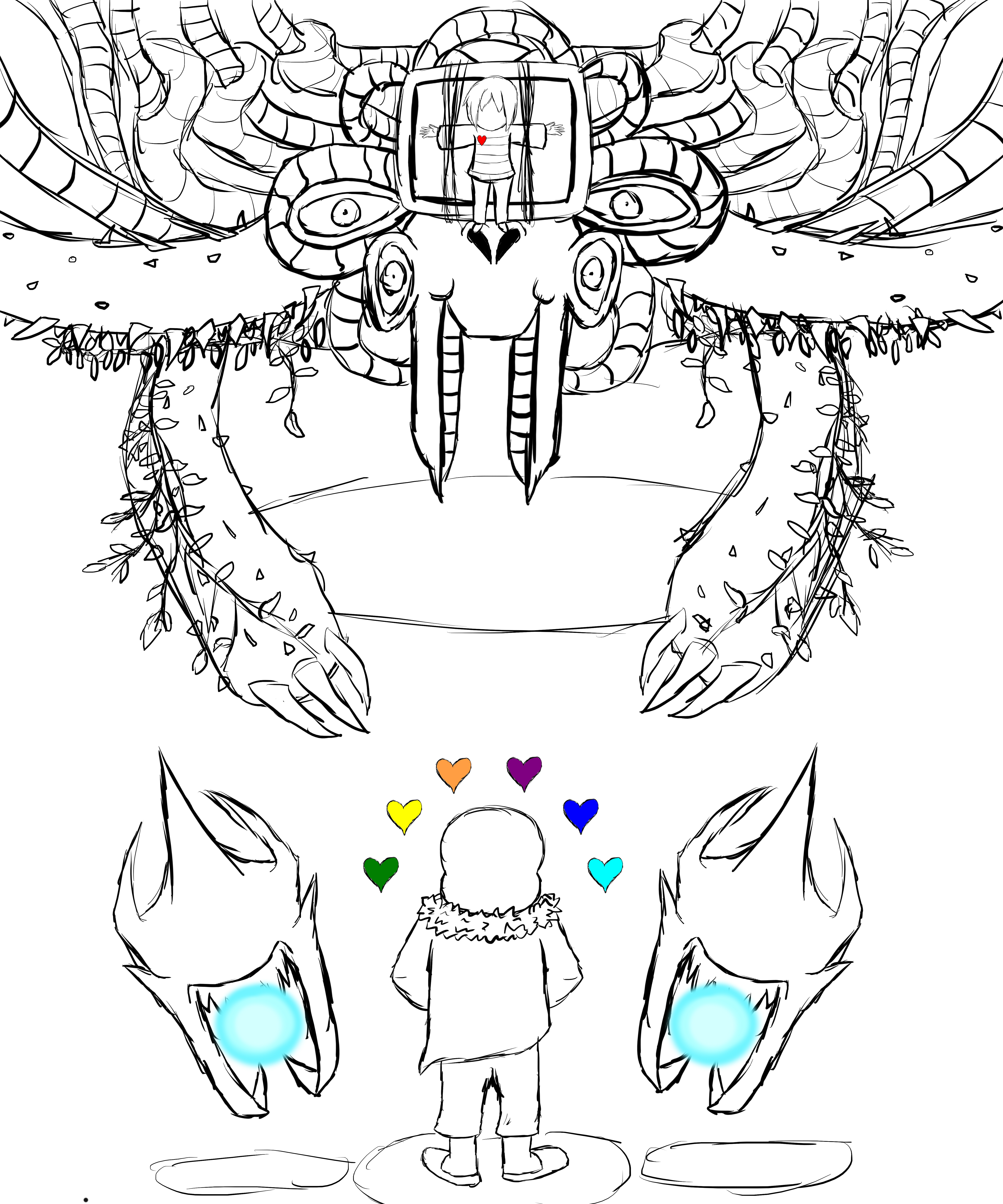 A Final Fight (Sans vs Omega Flowey) [WIP] Sketch by JasonFreeYT