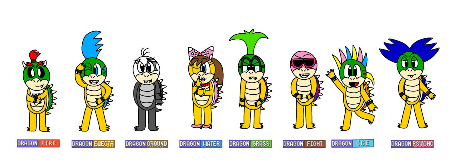 If the Koopa Kids had Pokemon Types by DiamondCrystal200 on DeviantArt