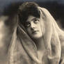 Vintage sad woman with veil 002