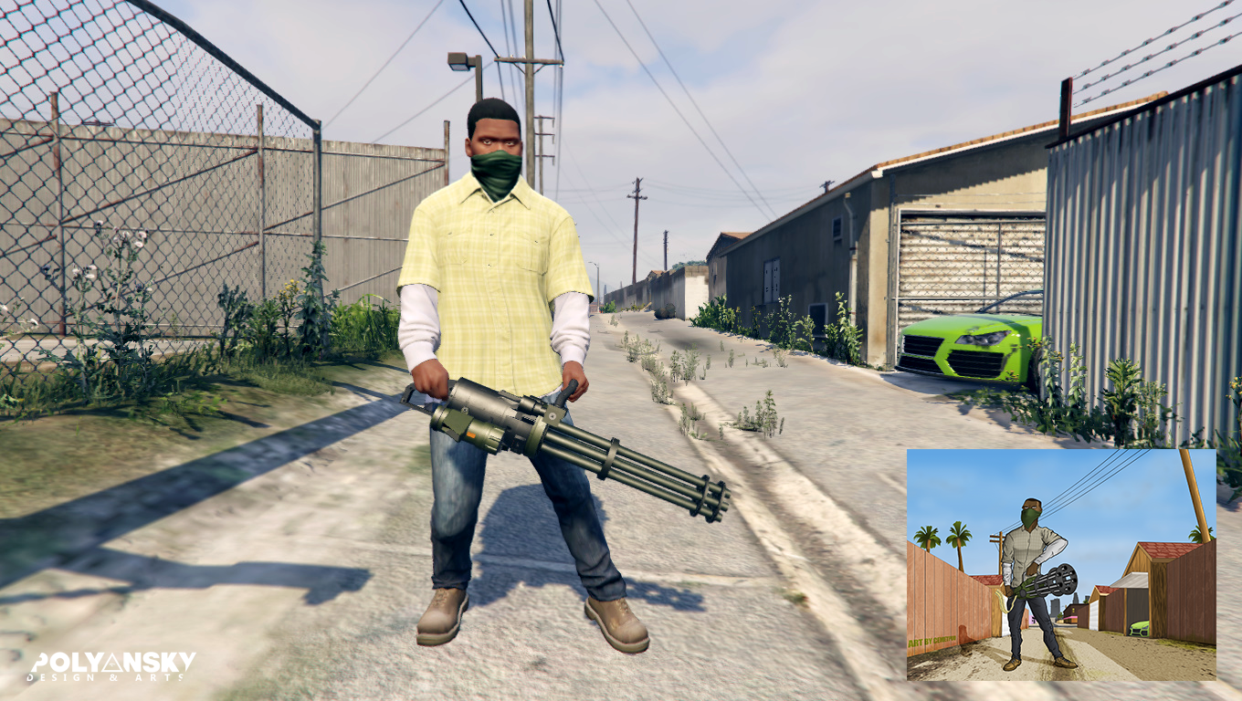 GTA V: Franklin with minigan Ingame