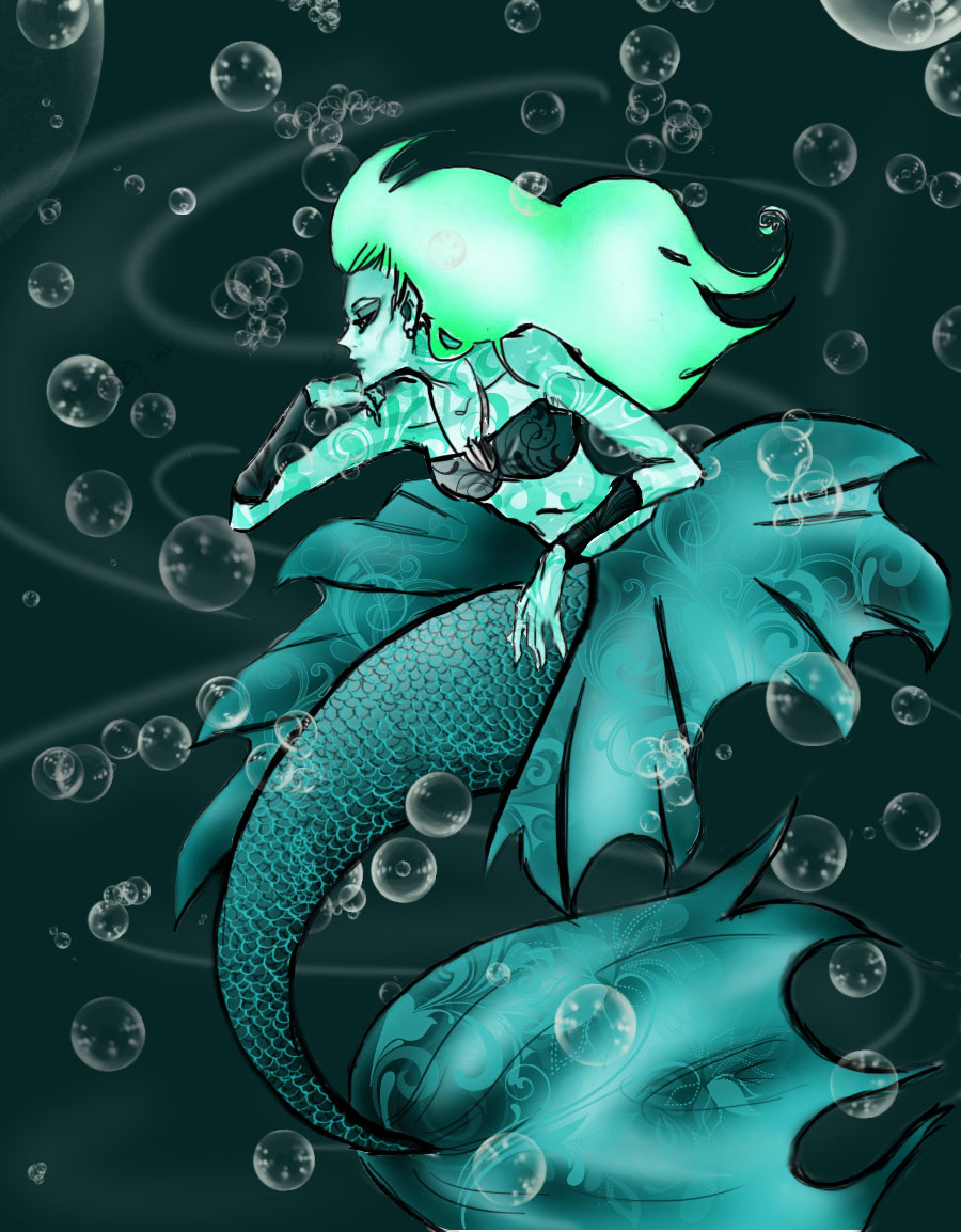 mermaid angel fish colored