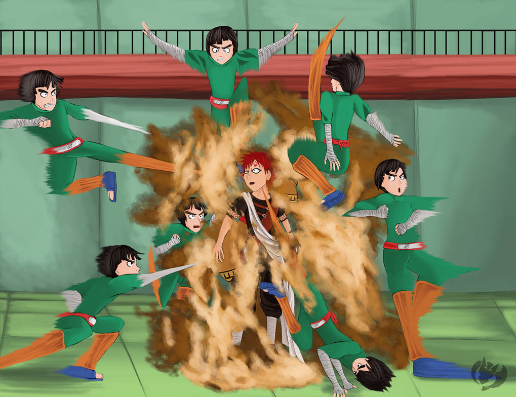 Narutober 3-Rock Lee vs Gaara by Kenisu-of-Dragons