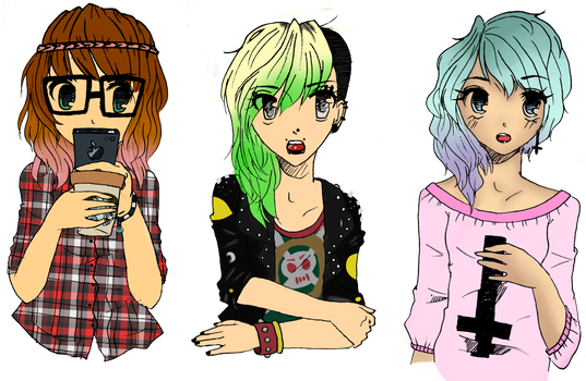 Hipster, Punk And Pastel Goth {Colored}
