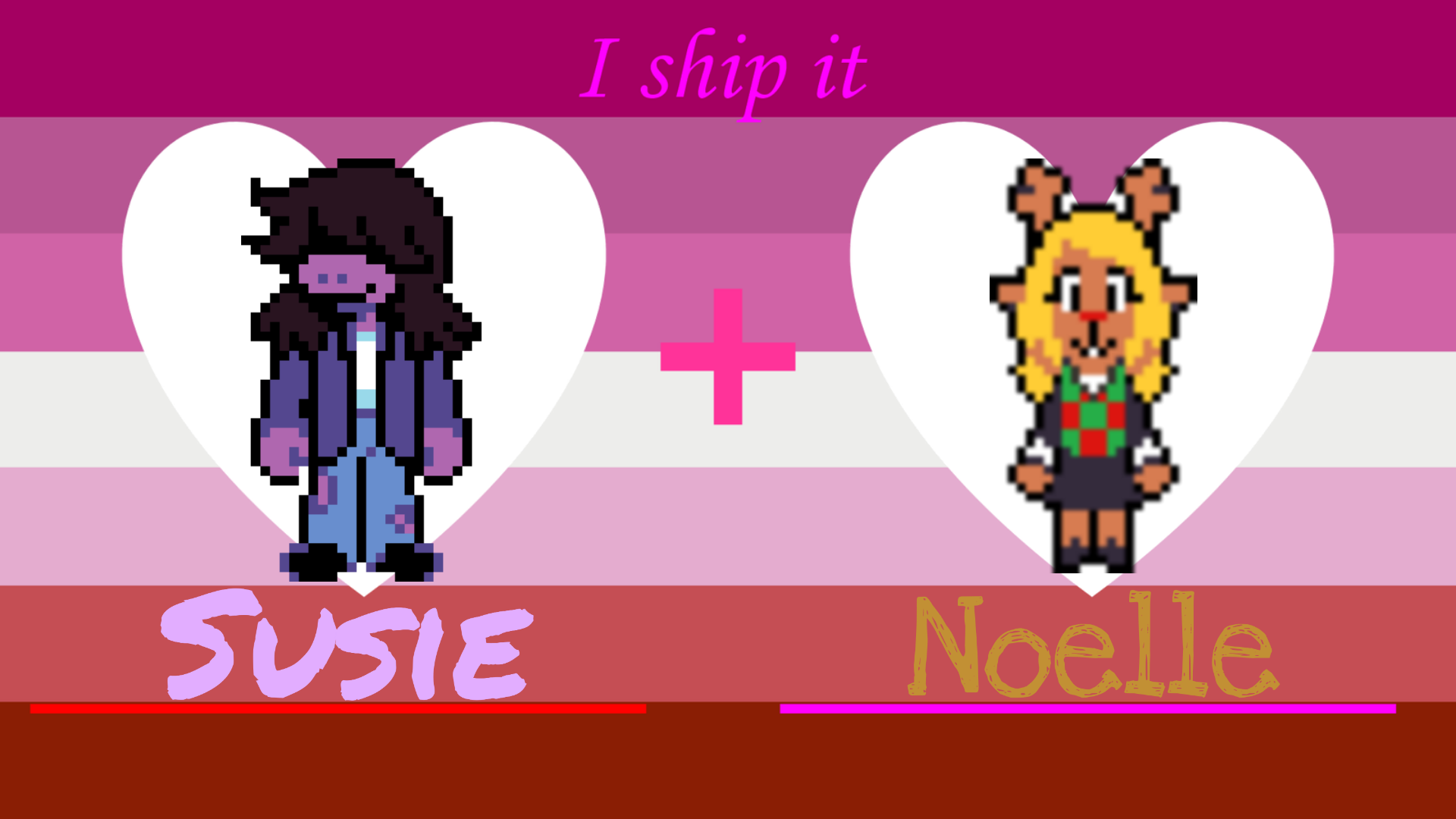 Pixel art Deltarune chapter 2, Susie x noelle fanart Sticker for