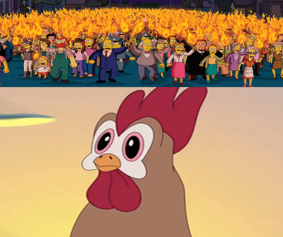 Springfield citizens confront Chicken Boo by PeruAlonso on DeviantArt