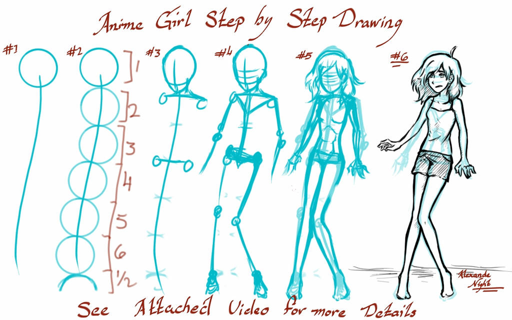 Anime Girl Drawing tutorial Video - How to draw a girl (Video)