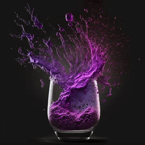 II normal glass into which purple fizzy powder and