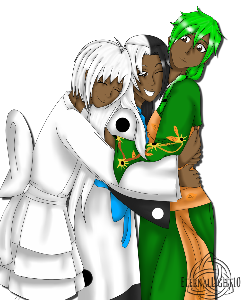 Ink, NegInk, and Yin group hug By Eternallight10