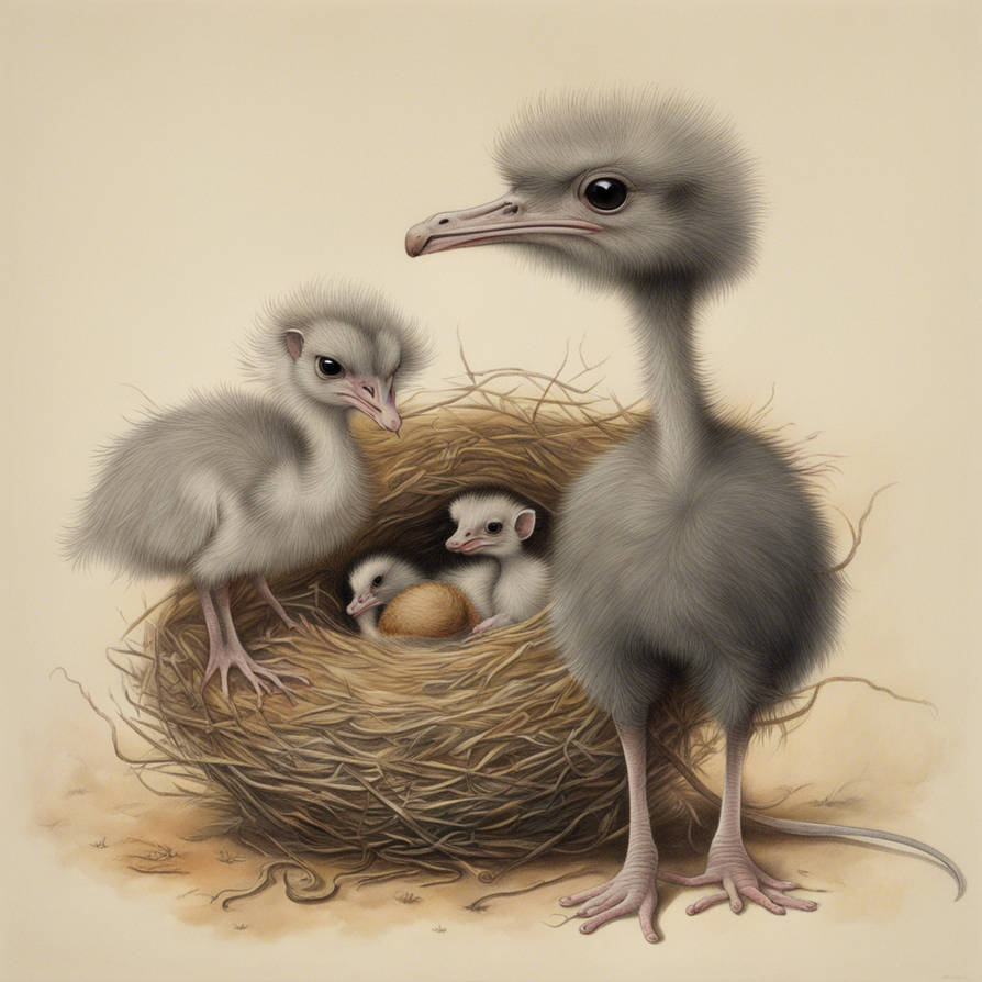 Mouse, Nest And Ostrich