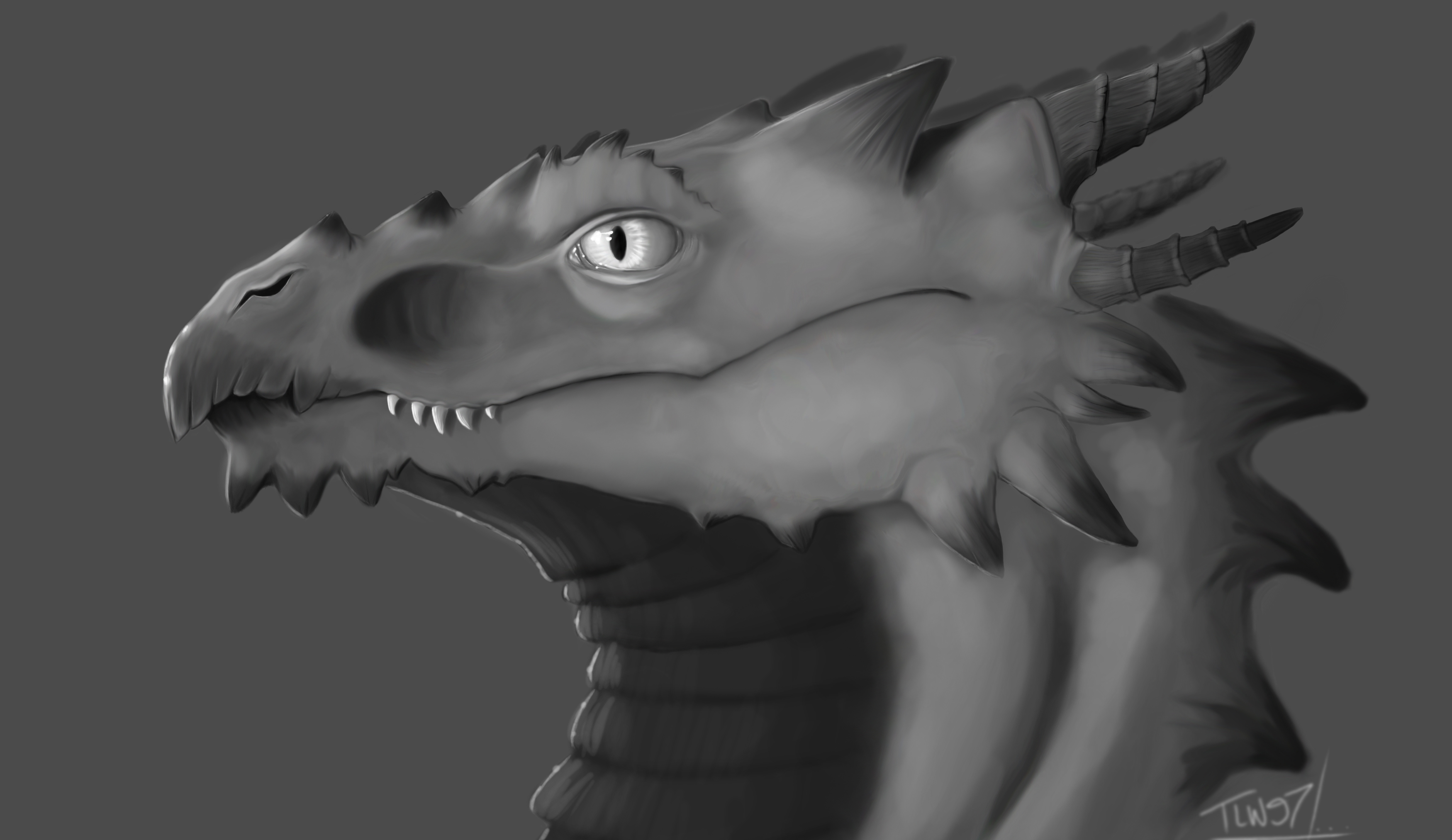 Greyscale Dragon Head