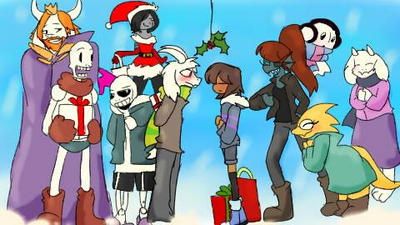 Christmas whit undertale, Asriel x Frisk 