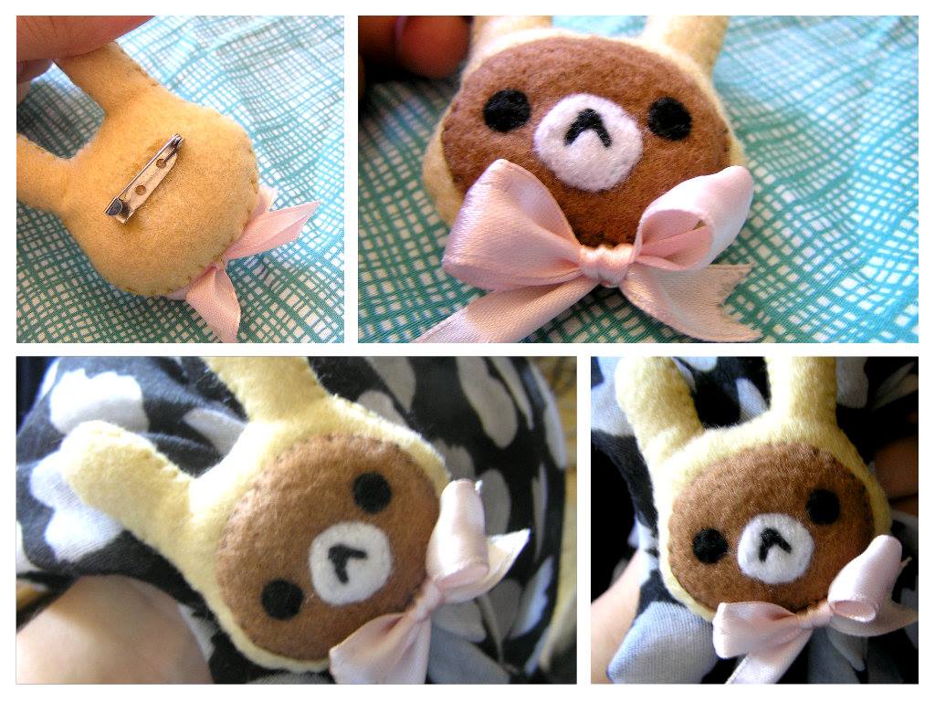 Rilakkuma with a bunny hat | Brooch