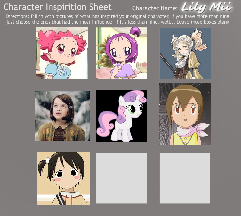 CHARACTERS WHO INSPIRED ME TO CREATE LILY MII