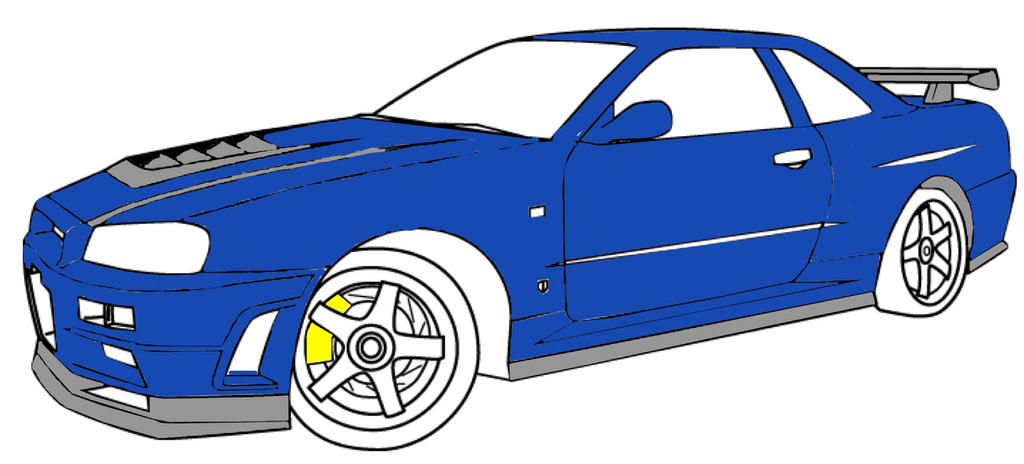 drawing of a Nissan GT-R R34 by djbricks on DeviantArt