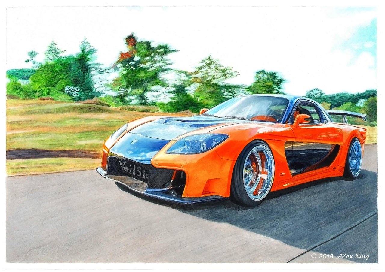 Drawing of Mazda RX7 Veilside by AlexKingART on DeviantArt