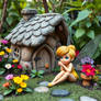 Tinkerbell Next To Her House In The Garden