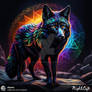 Black Fox with multicolored hightlghts