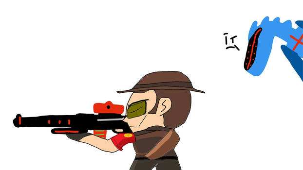 RED Sniper holds Reptilnators Sniper Rifle