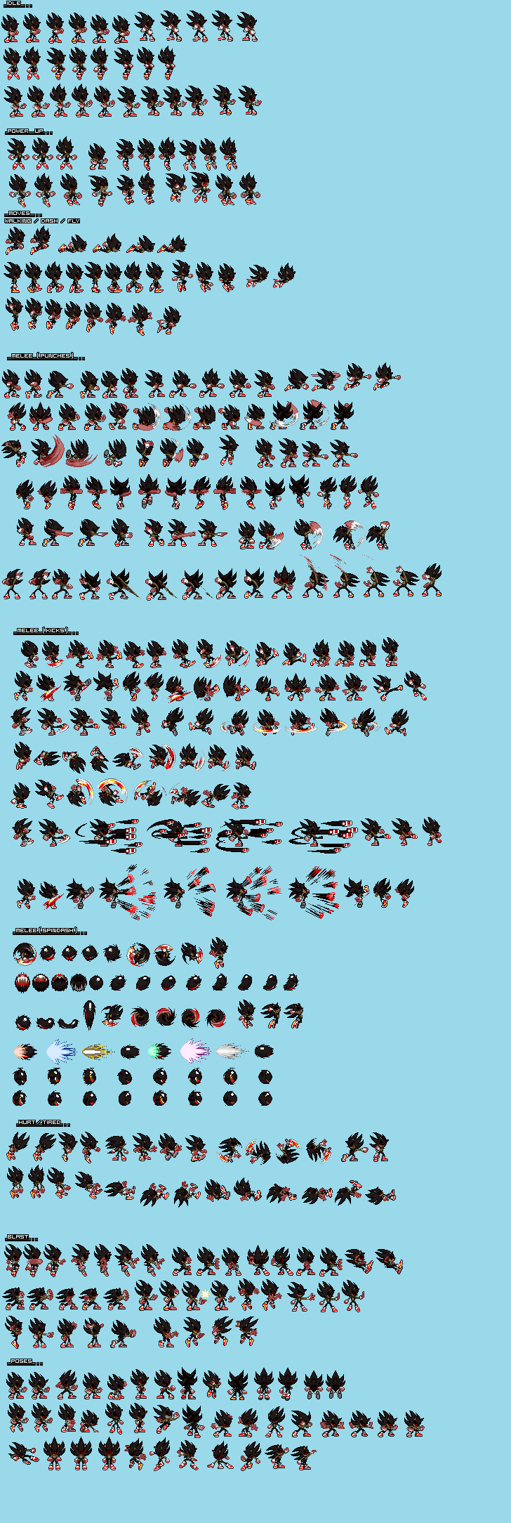 Hyper Sonic Exe Sprites Sheet (darknessx4 Colors) by Andrew355 on ...