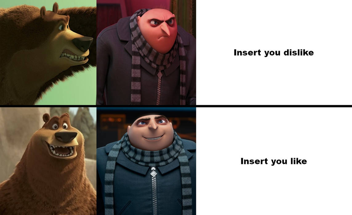 Boog and Gru Drake Meme Template by MartinHidalgo2006 on DeviantArt