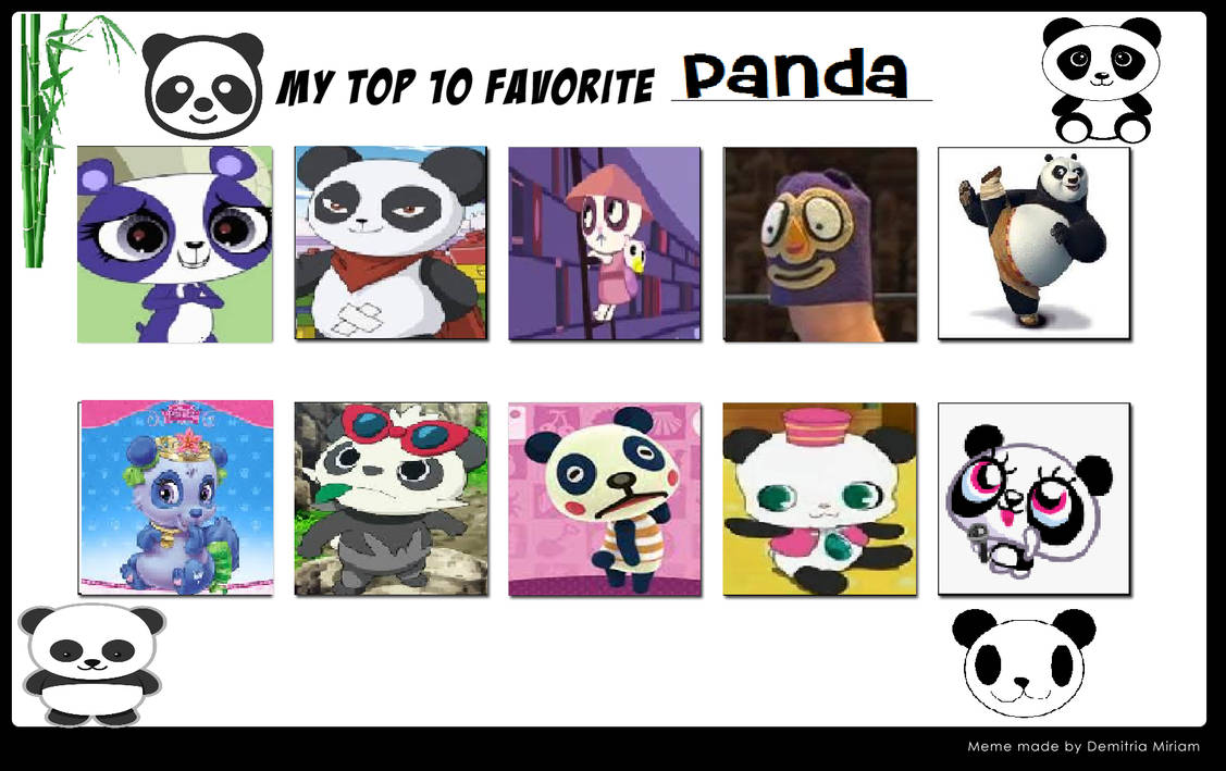 my Top 10 Favorite panda characters by suckaysuAmigos200 on DeviantArt