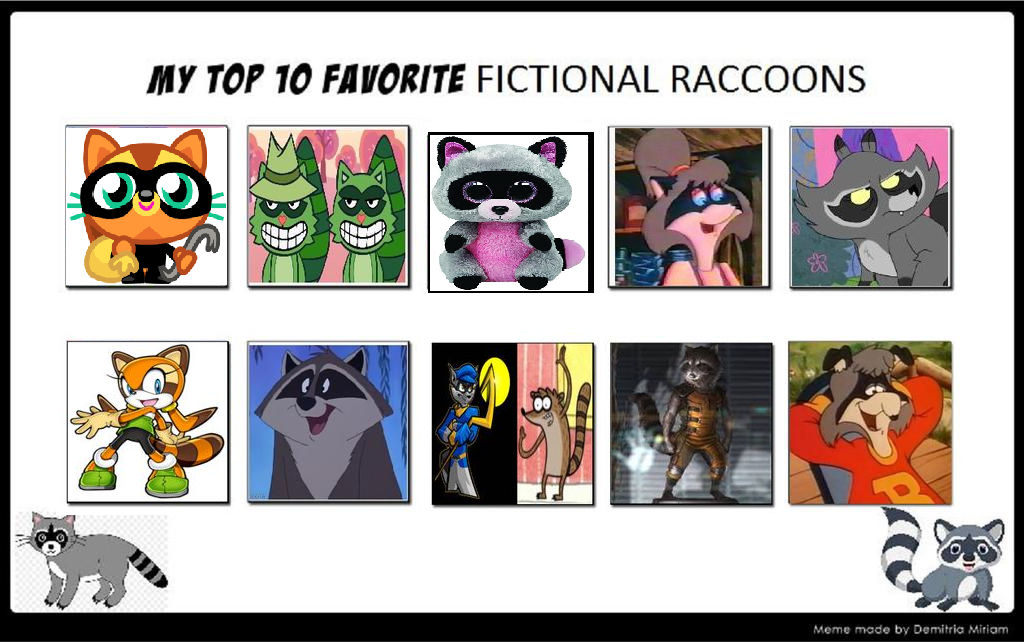 My Top 10 Favorite Raccoons by suckaysuAmigos200 on DeviantArt