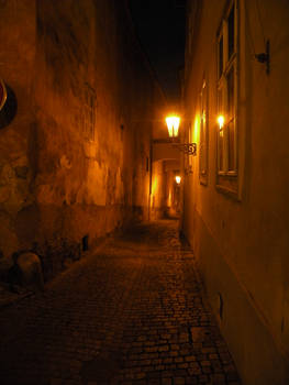 Alley in Prague by night