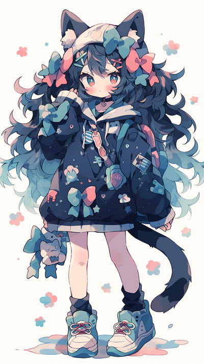 Anime Girl PFP with a cat by ArtificialHub on DeviantArt