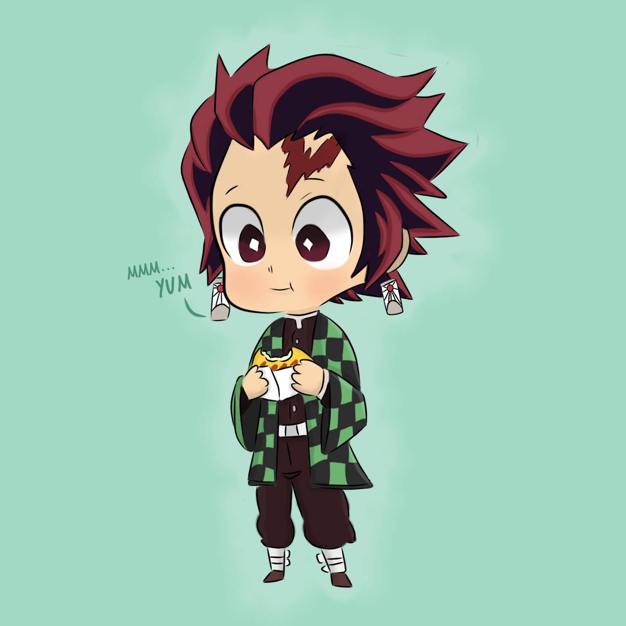 Tanjiro comiendo arepa by navuun on DeviantArt