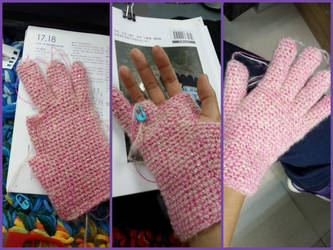 WIP - Pink Sequin Crochet Gloves