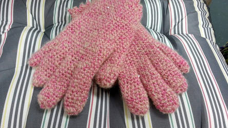 Pink Sequin Crochet Gloves