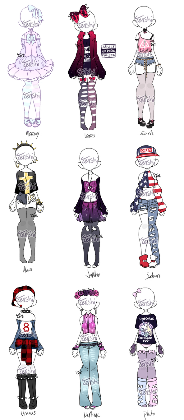 Pastel and Punk Planets Outfit Adopts closed by Tenshilove on