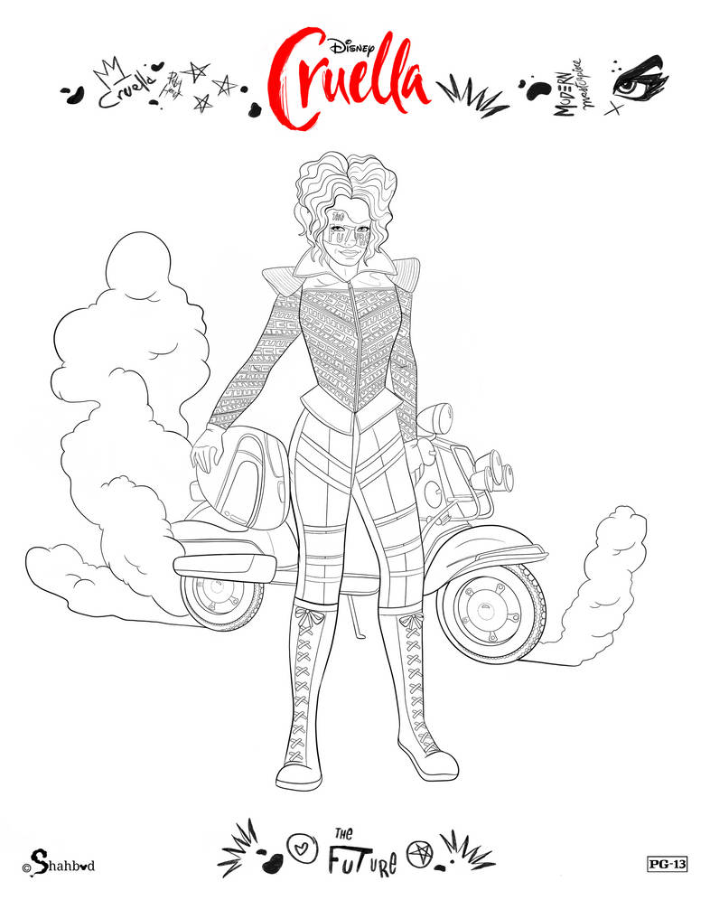 Disney Cruella Coloring Page 3 by ShahbodArts on DeviantArt