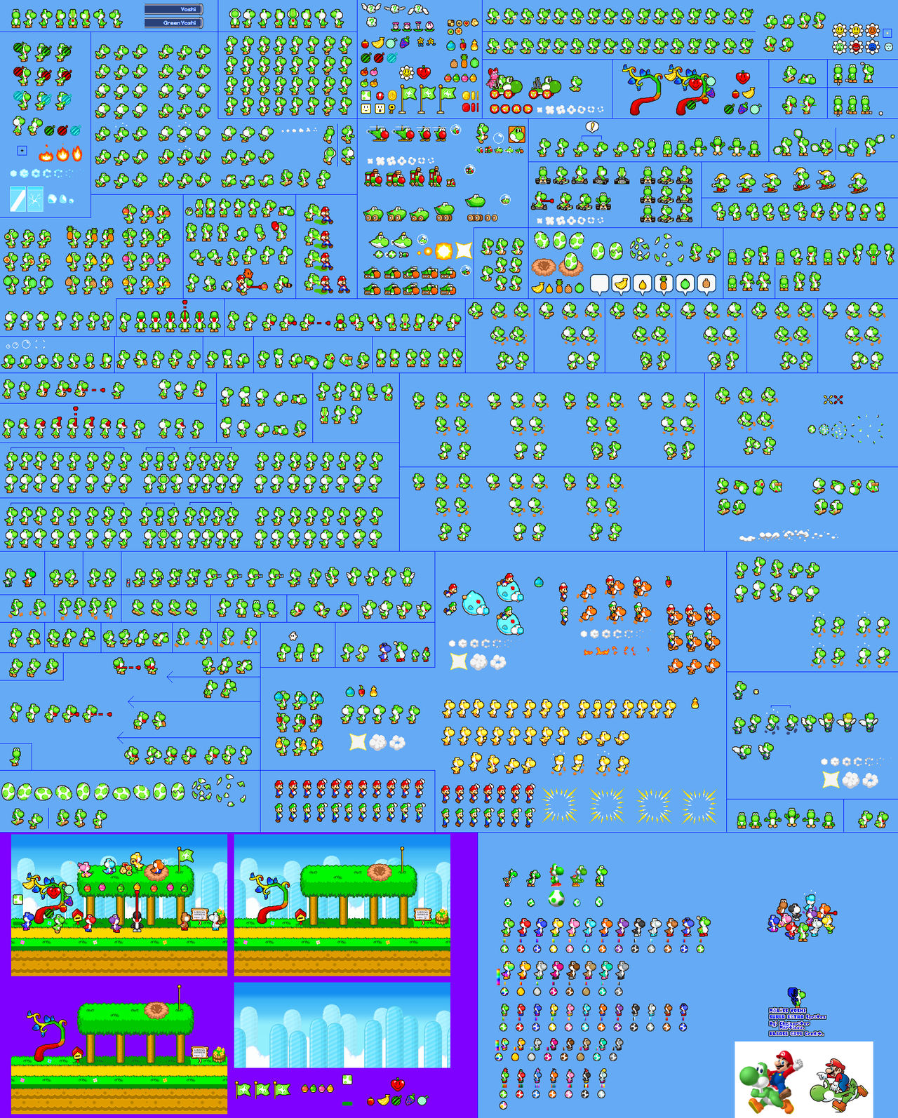 MLSS Yoshi Super Extra Sprites by PxlCobit