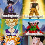 Goku and his sons from childhood to adulthood.