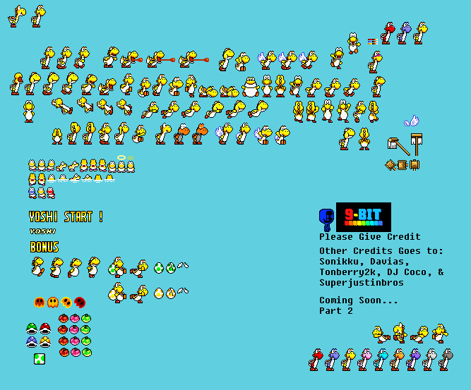 SMW New Yoshi Sprites Sheet YELLOW