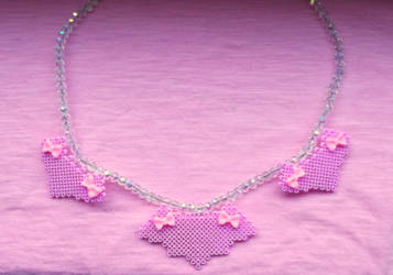 Pink Hama Bead Bat Faux Pearl Necklace