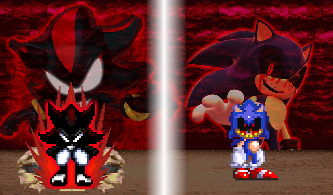 Dark sonic vs chaos shadow pixel art