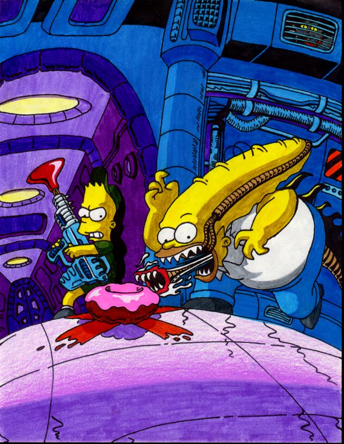 'Aliens' - Simpsons Style