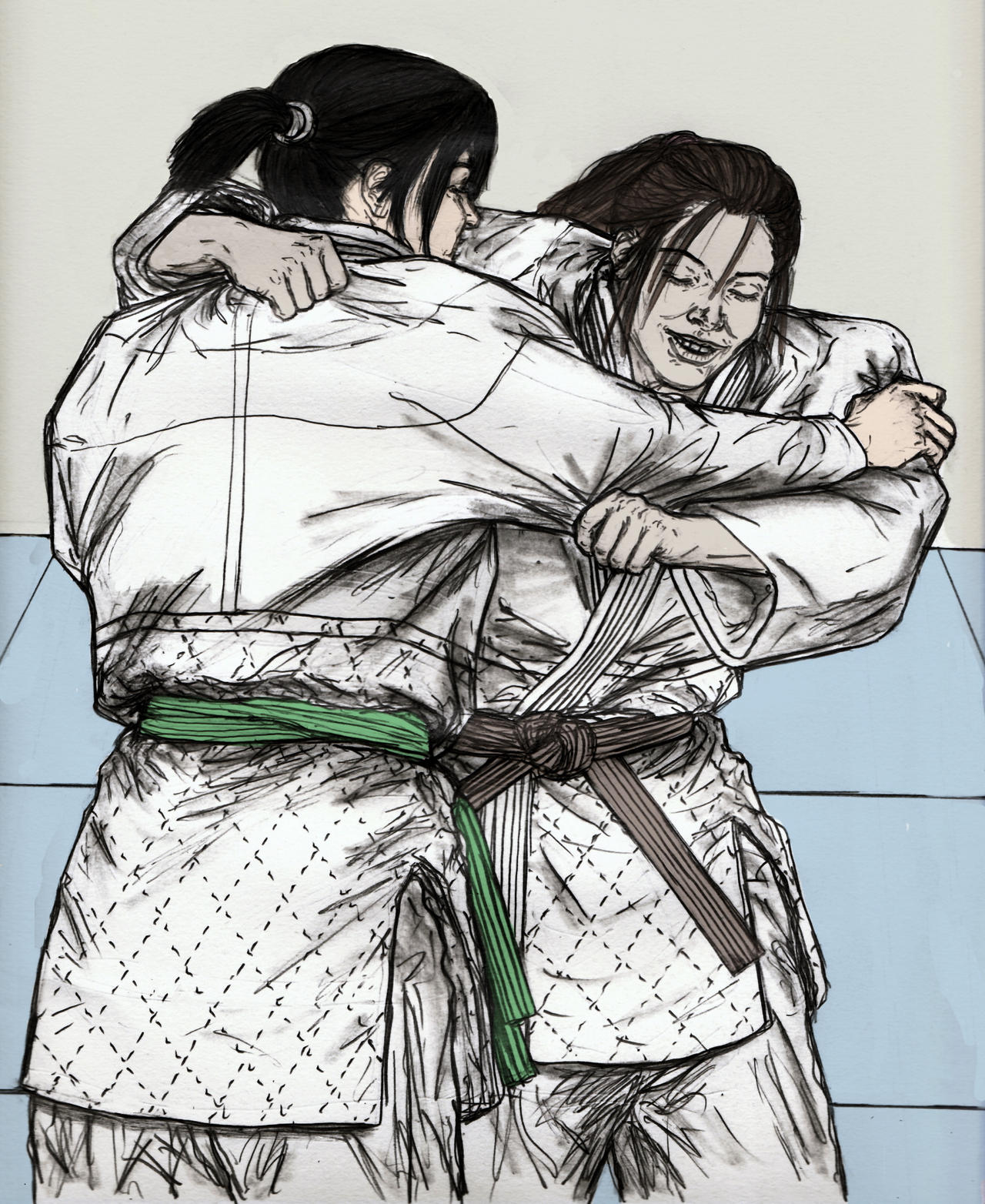 Friendly Judo Randori Between Gal Pals 005