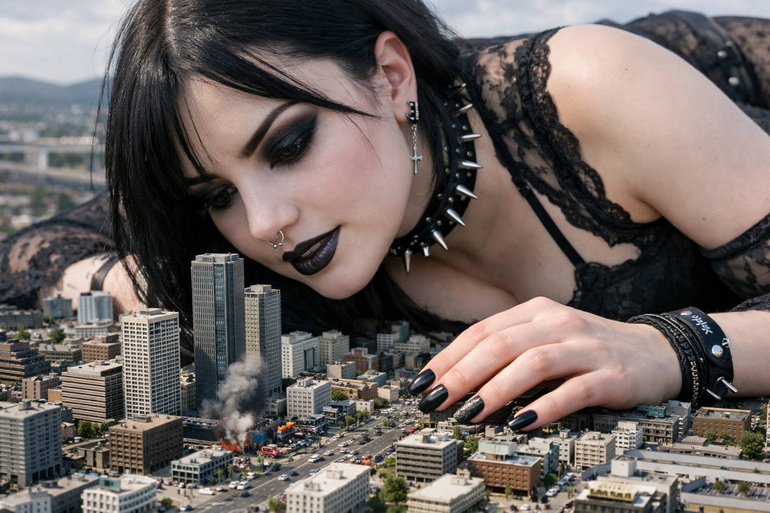 A Giantess Goth Lies Down For A Closer Look by Samurai4537 on DeviantArt