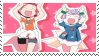 Two girls dancing over a pink background