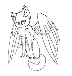 Winged cat lineart